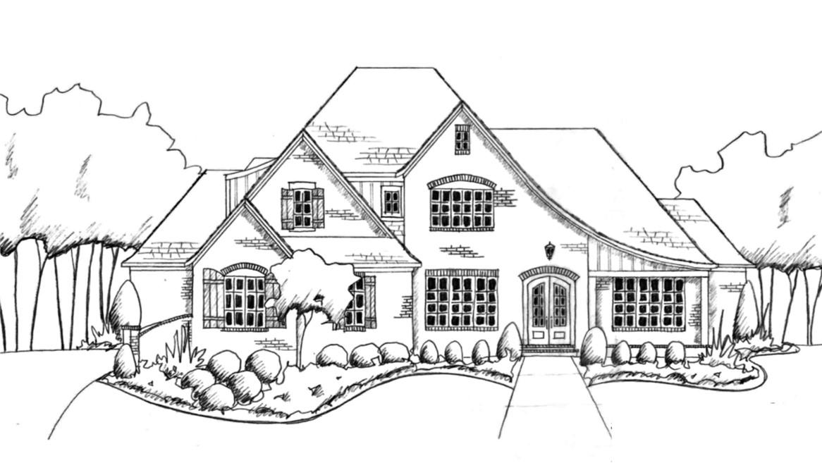 easy mansion drawing